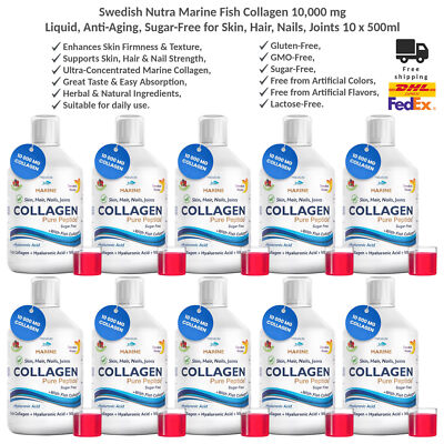 Swedish Nutra Pure Peptide Liquid Marine Collagen Drink 10,000 mg 10x500ml