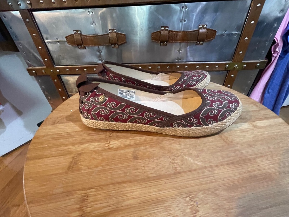 Ugg Espadrille Burgundy Brown Flats Indah Marrakech 1002691 Slip On