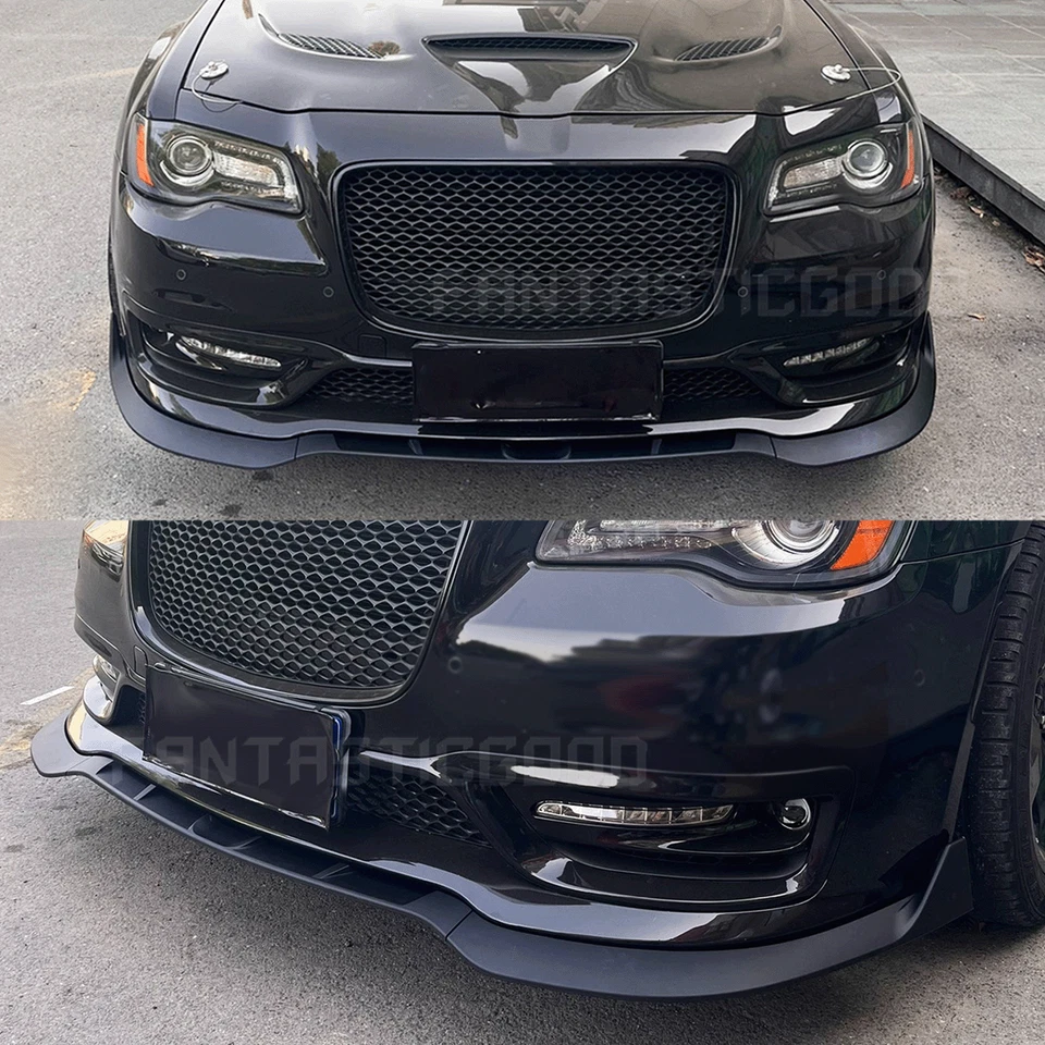 Kit divisor de labios parachoques delantero negro brillante V3 para Chrysler 300 C S SRT 2015-2023丨 Foto 3 de 4