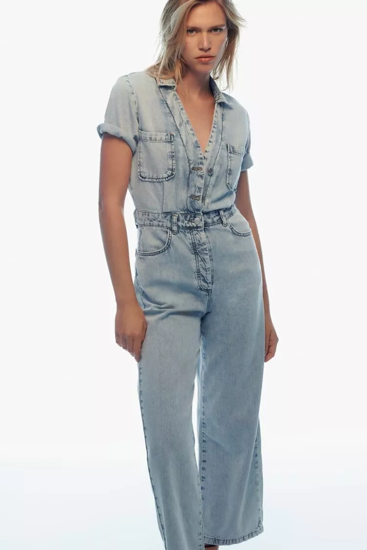 Z1975 FRONT POCKETS DENIM JUMPSUIT - Blue