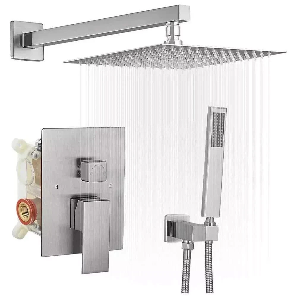 BWE 2-Spray Patterns With 2.5 GPM 12" Showerhead Wall Mounted Dual Shower Head