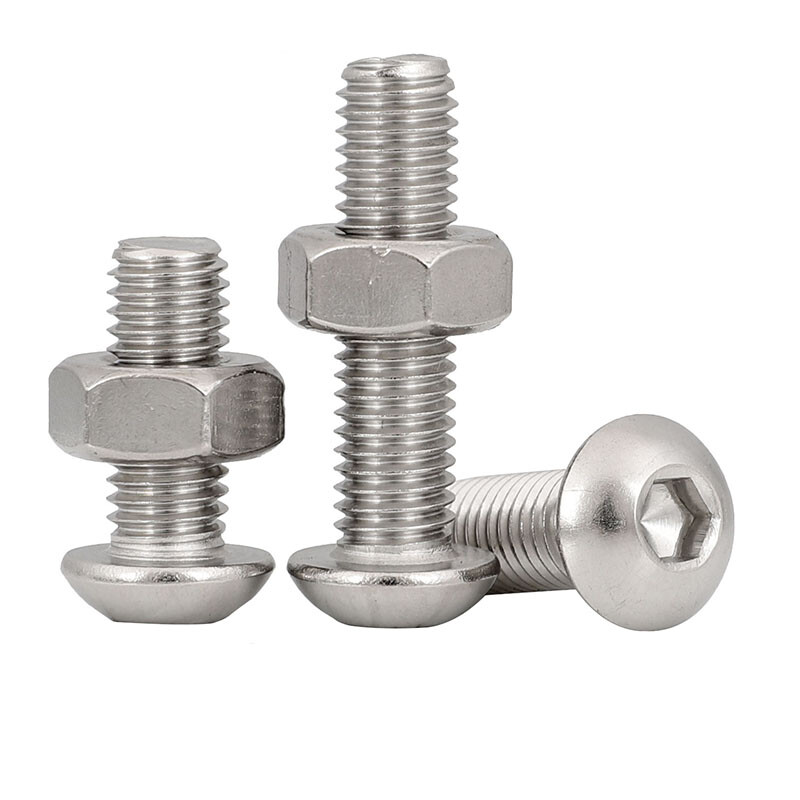 A2 Stainless Steel Socket Button Head Screws Allen Key Bolts & Hex Nut M2-M12