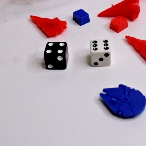 Star Wars Trilogy Monopoly Plastic Game Pieces Starships Red Blue with Dice - Picture 3 of 3