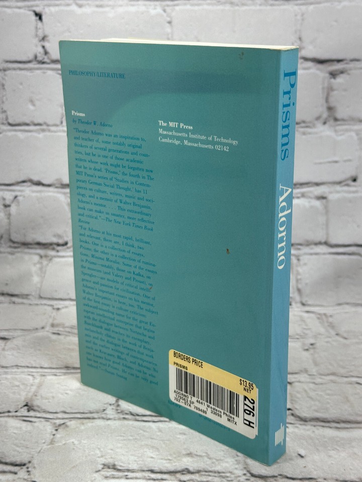 Prisms Essays on Kafka, Huxley, Proust, Bach by Theodor W. Adorno