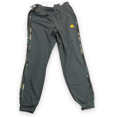 adidas Pants Men's Small Grey Camo 3-Stripes Warm-up Tapered