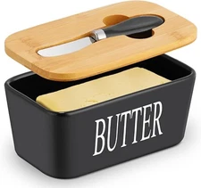 Ceramic Butter Dish Porcelain Butter Dish With Lid And Knife For Countertop Perf