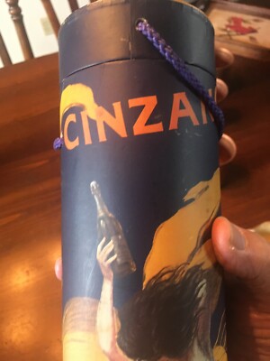Beautiful CINZANO Triscoastal Design Extra Dry Brut Wine Bottle Tube Carrier 13''