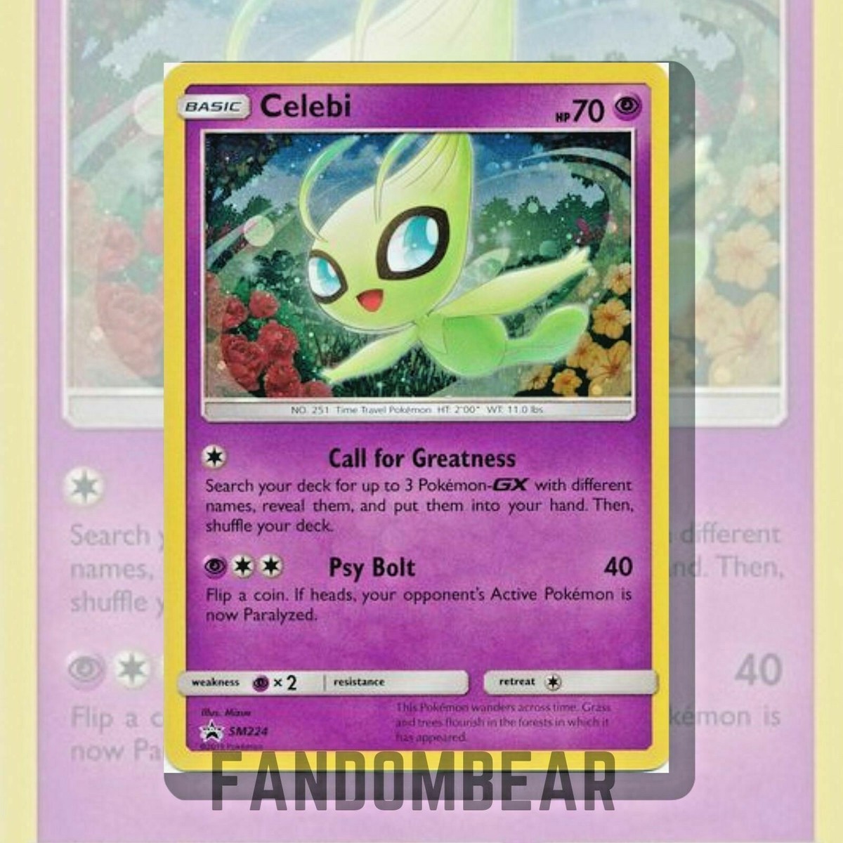 Celebi SM224 Black Star PROMO COSMOS HOLO FOIL card 2019 Pokemon