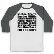 MAGLIETTA DA BASEBALL OFFICE US MICHAEL SCOTT DUNDER FUN RUN RACE MANICA 3/4 NON UFFICIALE