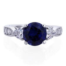 8mm Platinum Plated Silver 2ct Sapphire CZ 3 Stone Wedding Engagement Ring