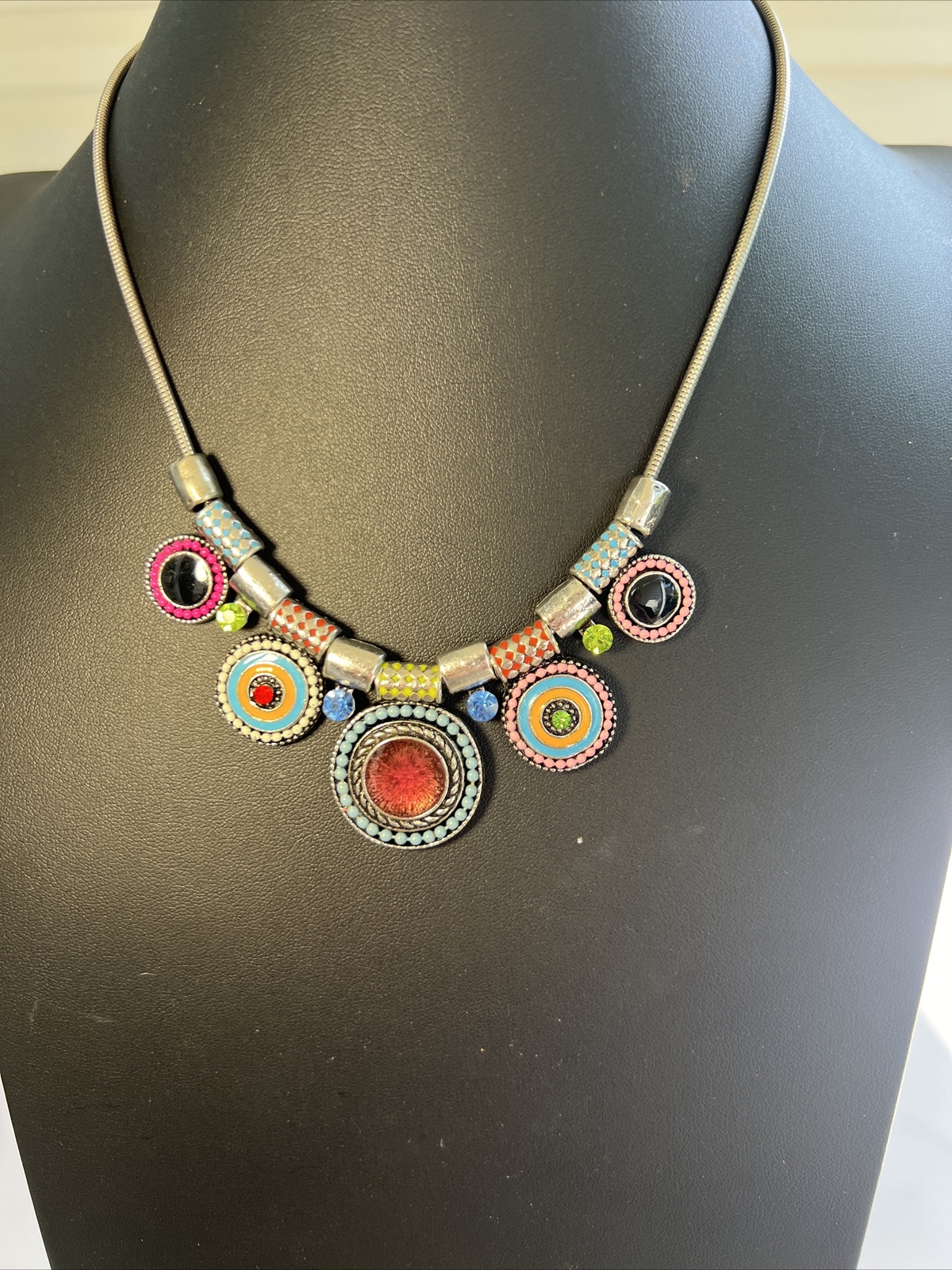 Bohemian Style Pattern Statement Necklace Eye Cat… - image 7