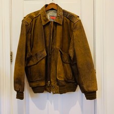 M Julian Wilson Brown Leather Bomber Aviator Flight Jacket Vintage Size Large 44