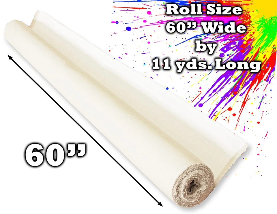 60"-84" Artist Canvas Roll, Un/Primed, White/Black, Cotton/Linen Bulk Discount - Image 3 of 4