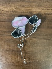 Small Stained Glass Pink Flower Metal Tulip