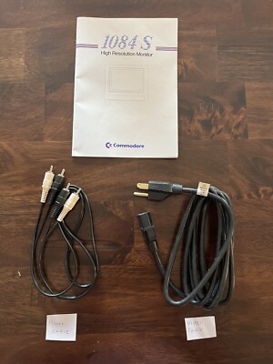 Vintage Commodore 1084S Monitor User Guide with power and video cables Bundle