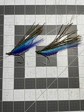 2 hand tied Streamer fly with stinger hook Salmon steelhead Pike Bass Musky  Blu