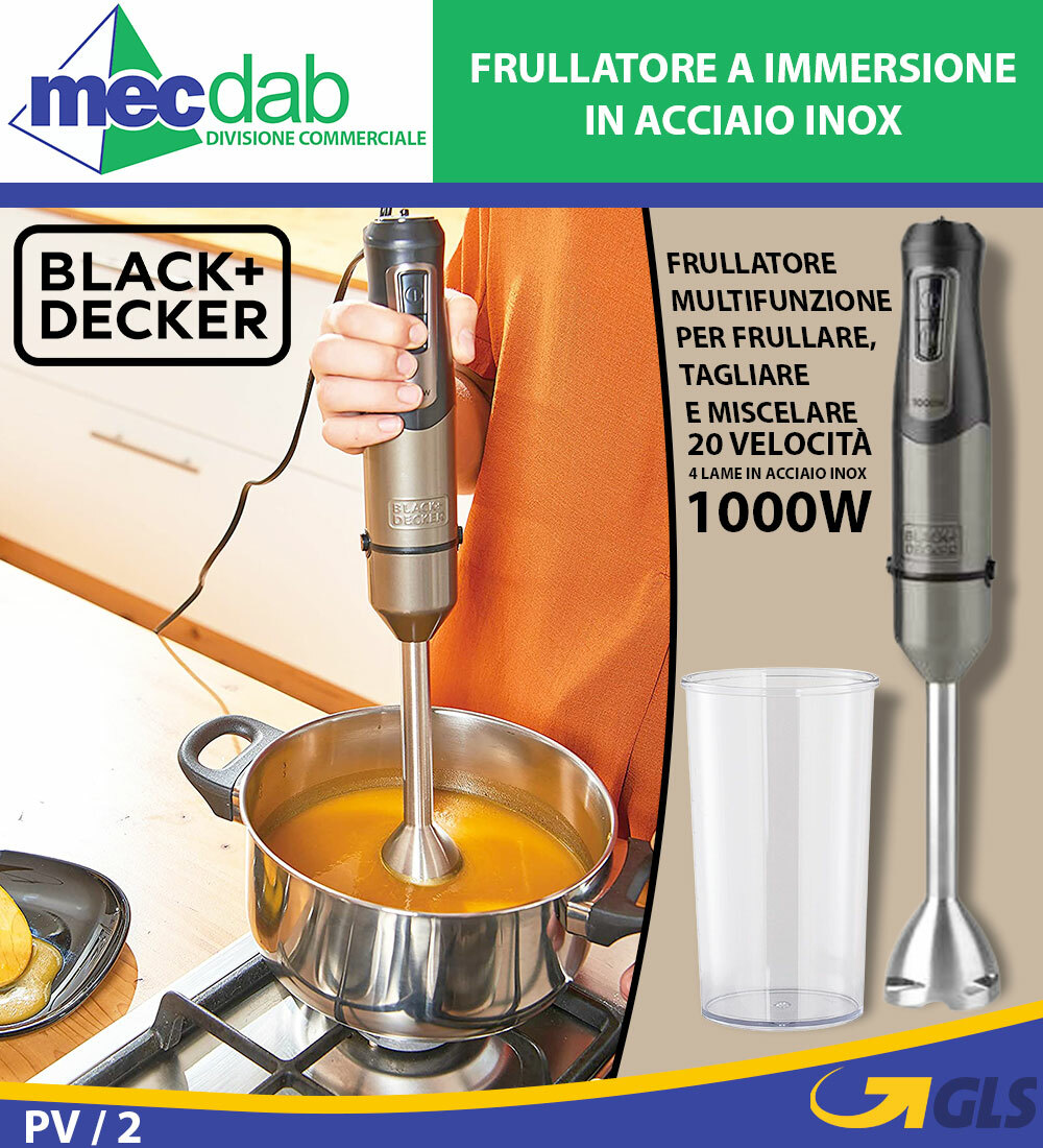 Frullatore a Immersione Black+Decker 1000W Acciaio Inox Offerta