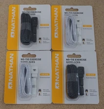(4) One Size Nathan No Tie Shoe Laces Locking Run Walking Hiking Black White