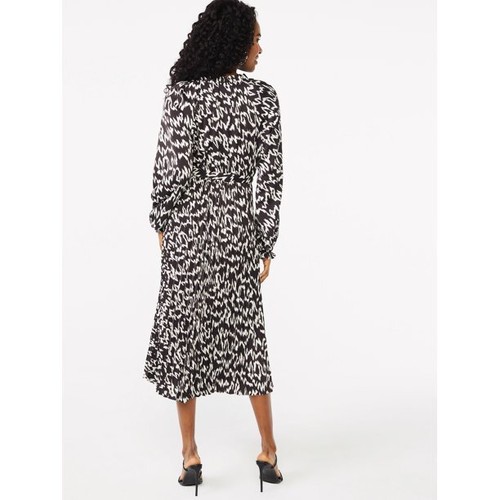 Scoop Women's Long Sleeve Split Neck Pleated Midi Dress, Multi, XL 16-18 - Picture 3 of 5