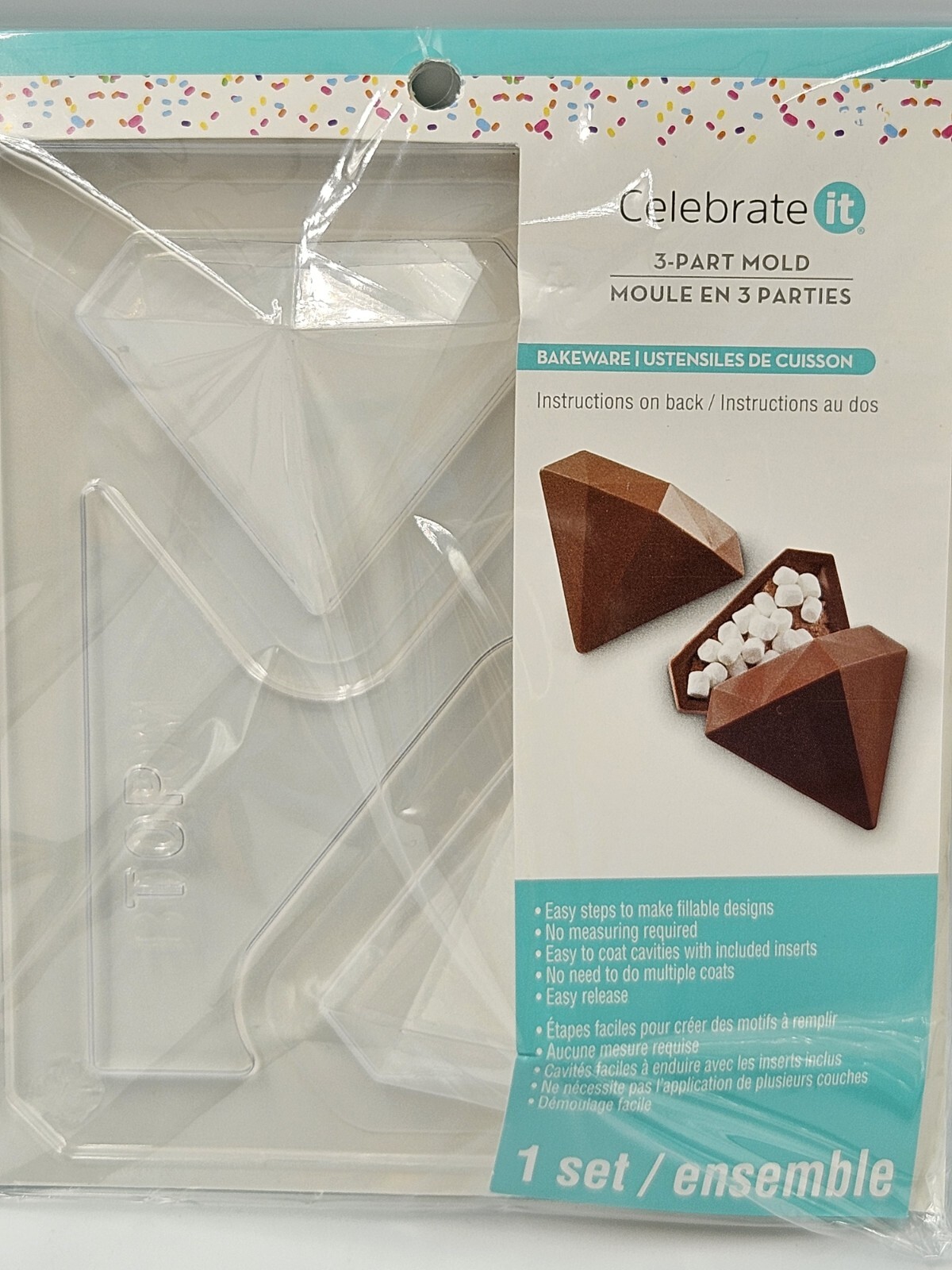 Lot Of 3 New Celebrate It 3-part Hot Chocolate Bomb Molds Bear, Cupcake, Daimond