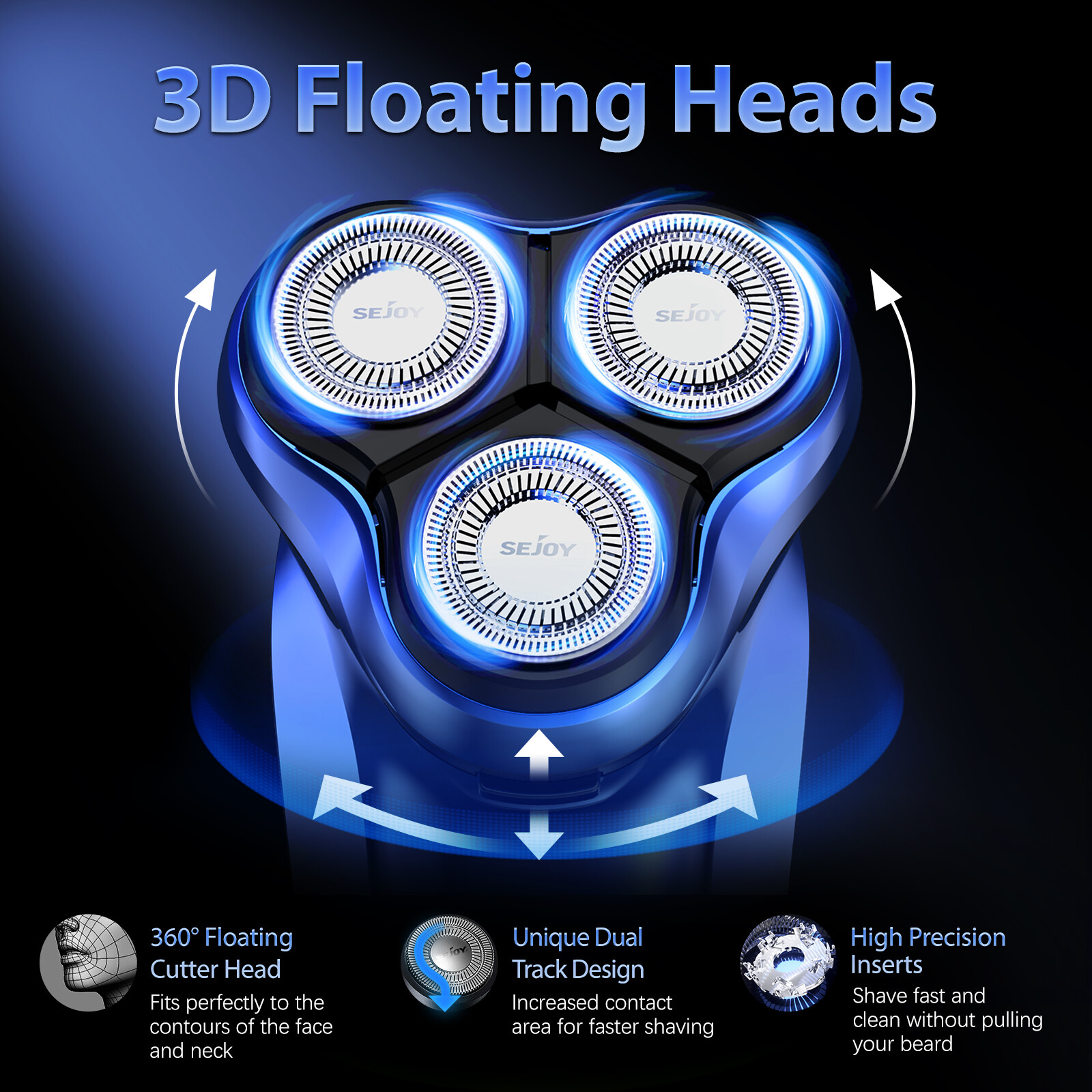 SEJOY Men's Electric Shaver Razor Rotary Beard USB Rechargeable