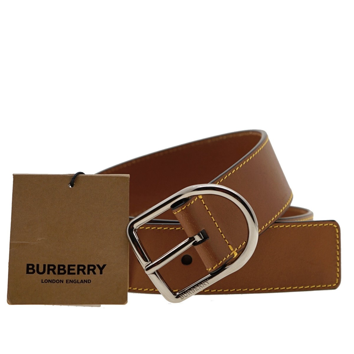 Burberry Men Jack40 Bridle Tan Leather Belt Size 34 / 100cm