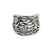 Handmade Genuine Sterling Silver Ring Solid Stamped 925 With 5 Cubic Zirconia