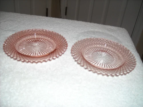Vintage Pair of Saucers , Pink Depression Glass, Good Condition