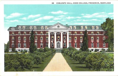 Frederick MD Coblentz Hall Hood College Linen Postcard 1930s Unused