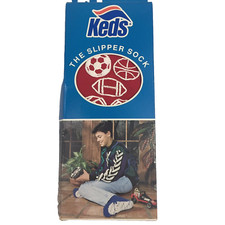Vintage Keds Slipper Socks Hi Bulk Acrylic One Size Boy Kid Traction Sole New