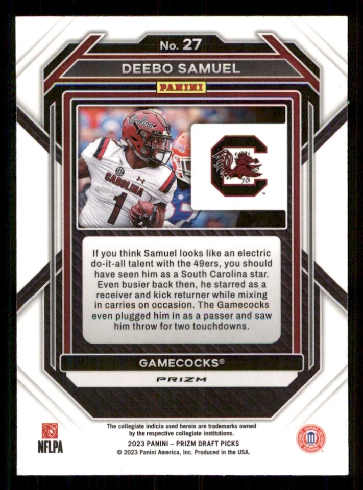 2023 Panini Prizm Draft Picks Prizms Gold Ice #27 Deebo Samuel - Image 2 of 2