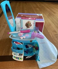 American Girl Truly Me Blue Hairstyling Caddy Includes Extra Hair Accessories