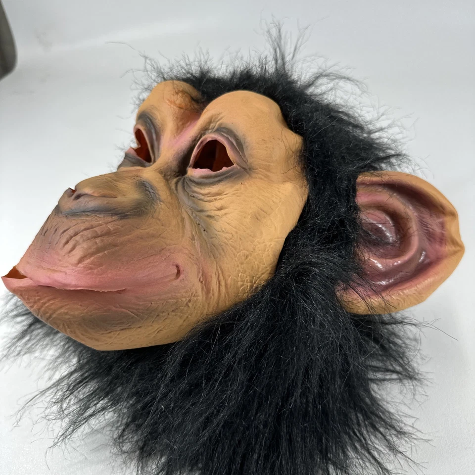 Comical Chimp Adult Mens Mask Head Halloween Accessory Big Ears Monkey - Image 2 of 4