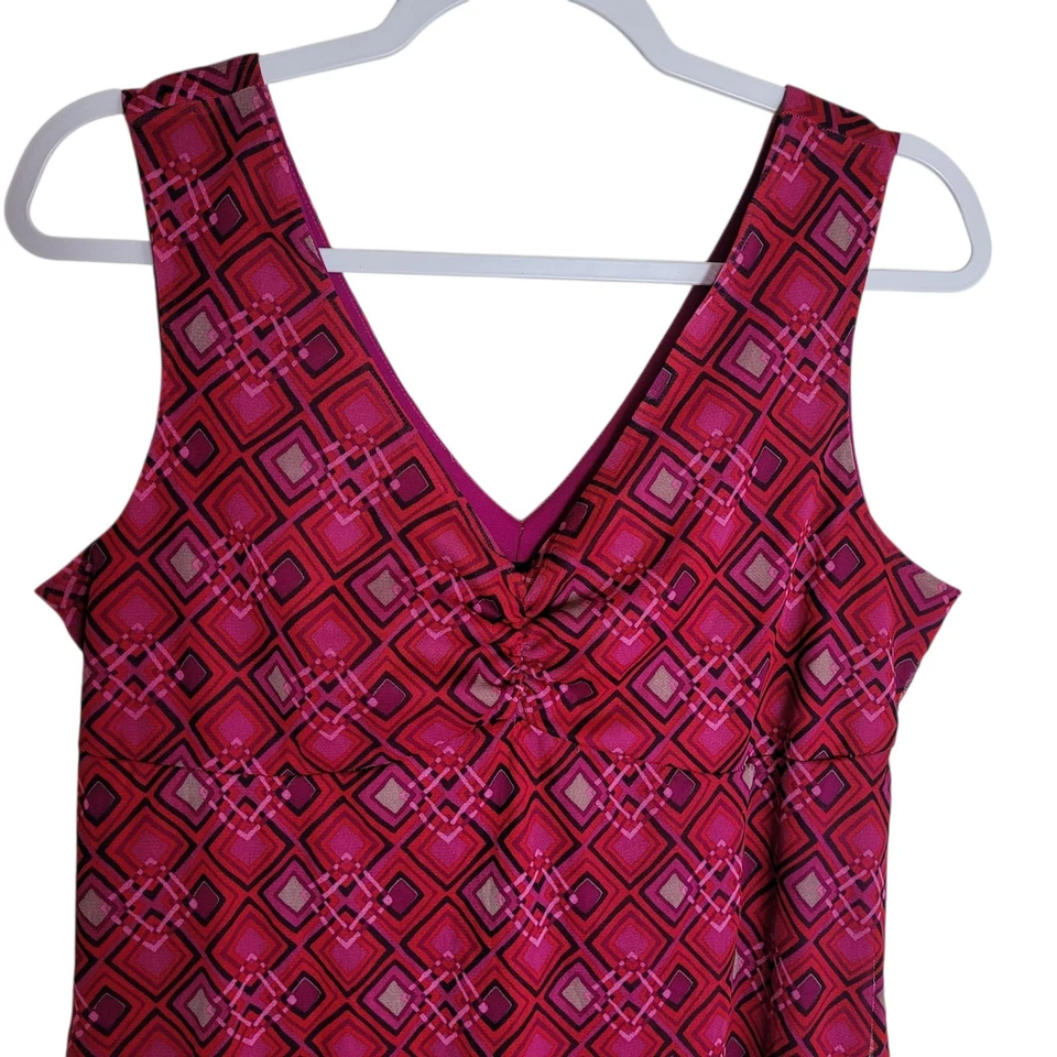 Blusa túnica feminina Xhileration Y2K Babydoll XL vermelha rosa geométrica vintage - Imagem 3 de 4