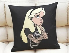 Alice Tattoo Pillow Case 17 x 17 Cotton Linen Design Décor USA SHIPPER
