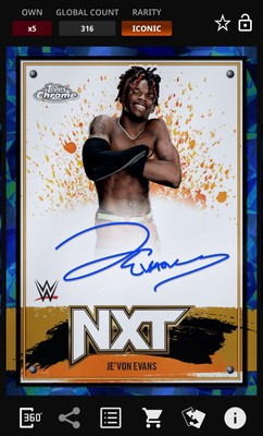 #ad Je’Von Evans NXT Signature Iconic Topps Slam WWE Chrome Sapphire $3.99