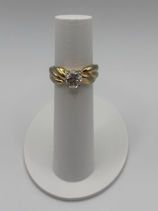 Authentic Two-Tone Gold (Plated?) & Silver Solitaire CZ Jewelry Unmarked Ring
