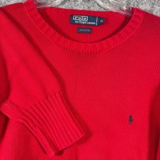 Vtg Polo Ralph Lauren Sweater Mens XL Red Chunky Knit Preppy Old Money Classic