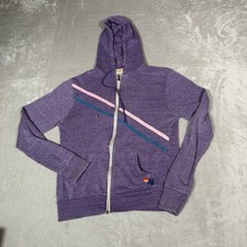 Aviator Nation Hoodie Womens Small Purple Zip Up Pray For Snow Sweatshirt
