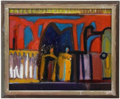 Richard J.S. Young - Gerahmtes Zeitgenössisches Öl, Street Scene
