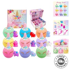 Enchanting Unicorn Bath Bombs for Kids - 9 Large  Fun Fizzing Surprises