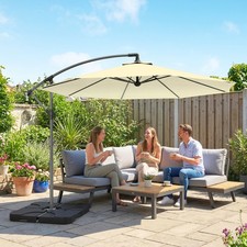 Image of 3(m) Garden Banana Parasol Cantilever Umbrella w/ Base Weights & Cover