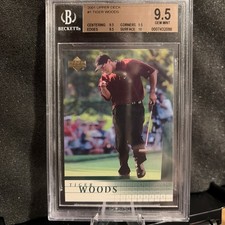 2001 Upper Deck - Tiger Woods Rookie BGS 9.5 Quad With 10 Corners True Gem Mint