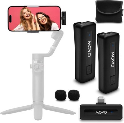 Movo Wireless Mini DI Duo Wireless Microphone - iPhone Video Recording Mic