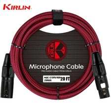 Kirlin 20FT Woven 20AWG XLR M to XLR F Microphone Cable Red MWC-270PB-20/RDA