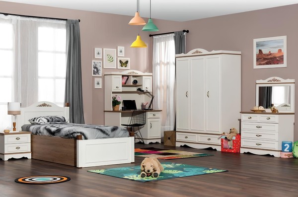 Klassisches Kinderzimmer Jugendzimmer Schlafzimmer Set Komplett 5Tlg. Holz Neu-image