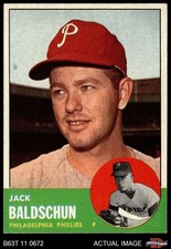 1963 Topps #341 Jack Baldschun xDOT Phillies VARIATION 6.5 - EX/MT+