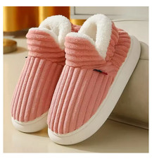 Women Thick Sole Plush Slippers Fluffy Warm Non-Slip Indoor Winter Shoes US 6-10