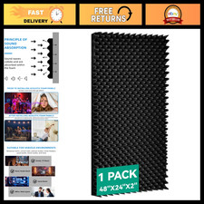 Soundproof Foam Panels 48"x24"x2" - High Density Acoustic Wall Panels for Studio