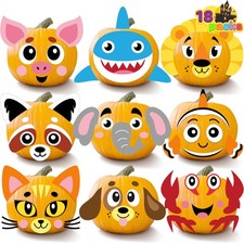 JOYIN 18 Packs Halloween Pumpkin Decorating Stickers Craft Kit, Halloween Par...
